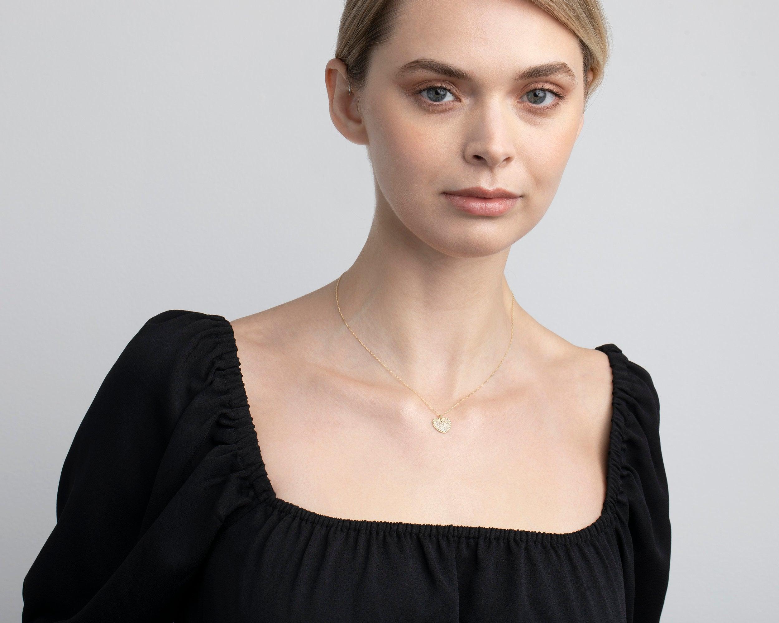 Pave Heart Necklace - 18K Gold Vermeil - Glamour Jewelry House