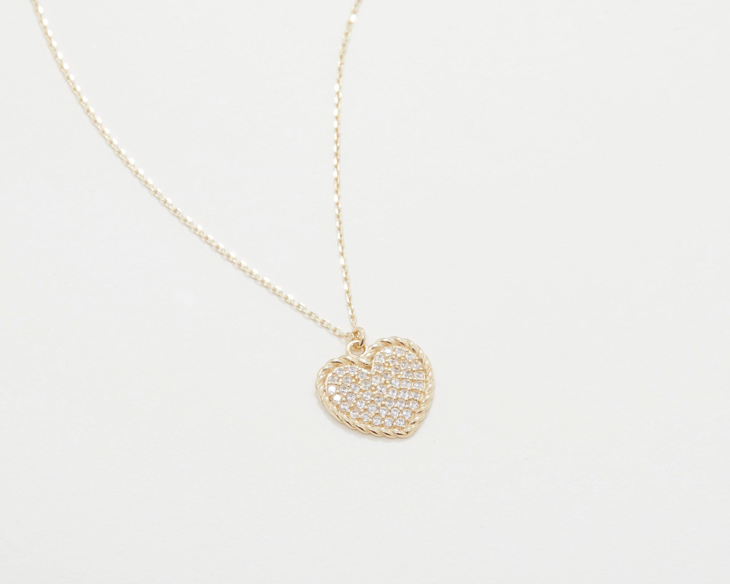 Pave Heart Necklace - 18K Gold Vermeil - Glamour Jewelry House