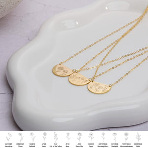 Family Birth Flower Necklace - 18K Gold Vermeil - Glamour Jewelry House