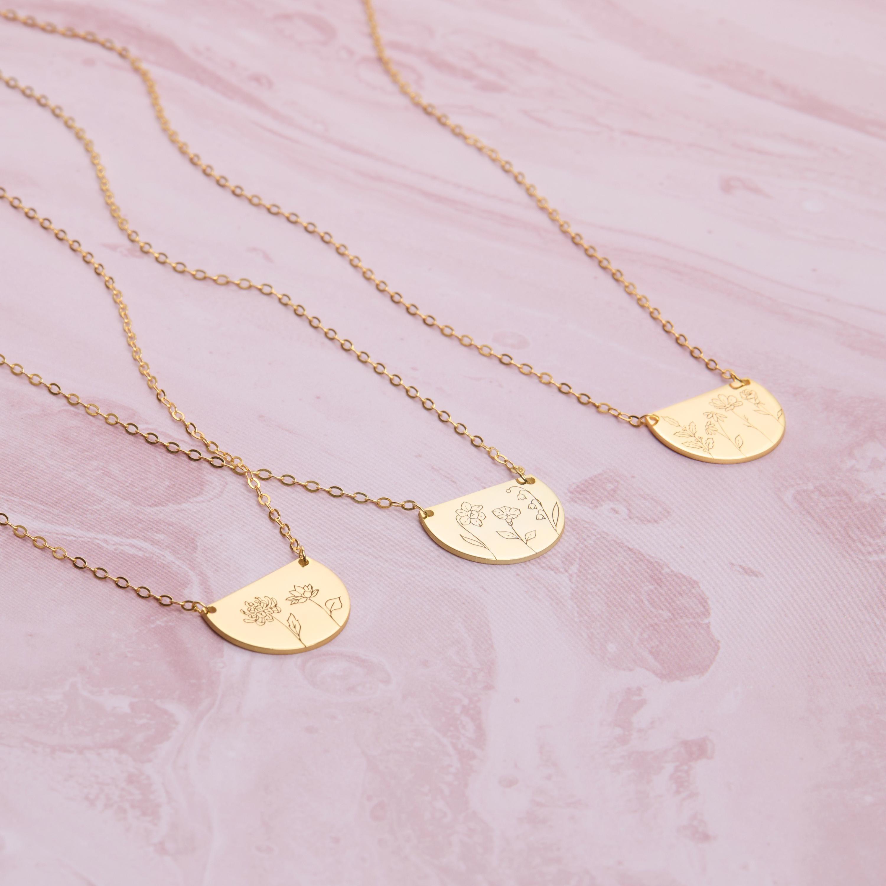 Family Birth Flower Necklace - 18K Gold Vermeil - Glamour Jewelry House