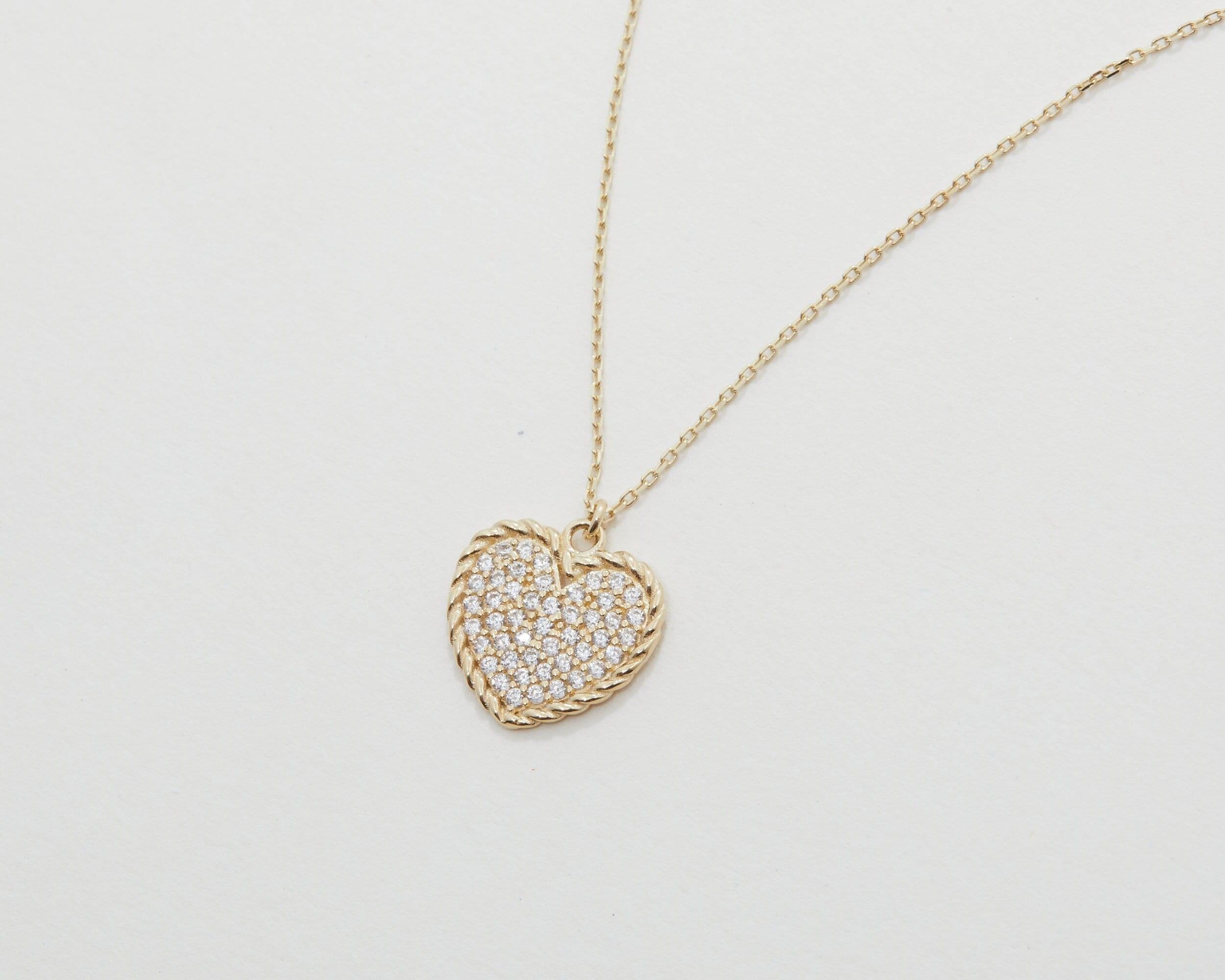 Pave Heart Necklace - 18K Gold Vermeil - Glamour Jewelry House