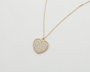 Pave Heart Necklace - 18K Gold Vermeil - Glamour Jewelry House