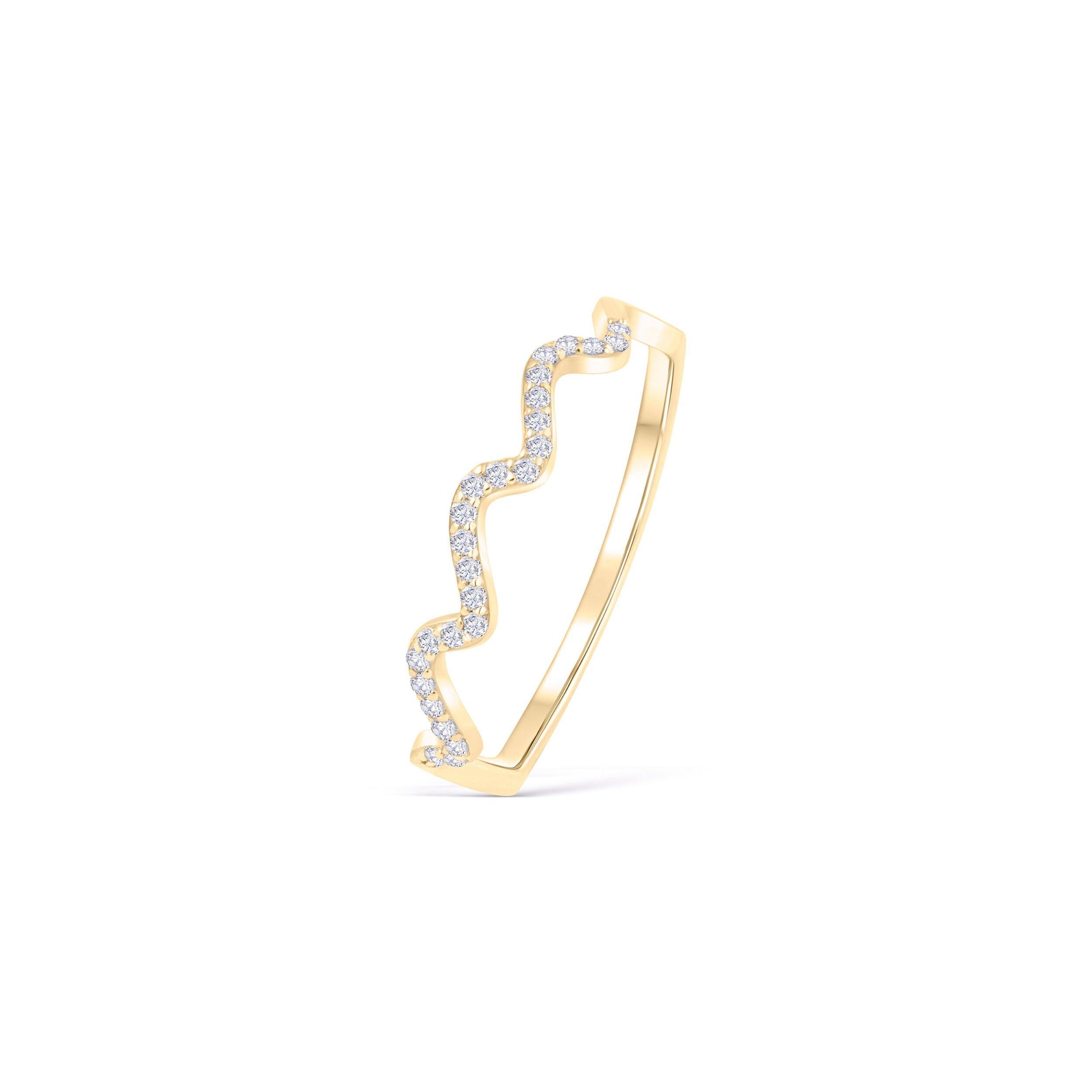 Pave Wave Stackable Ring - 18K Gold Vermeil - Glamour Jewelry House