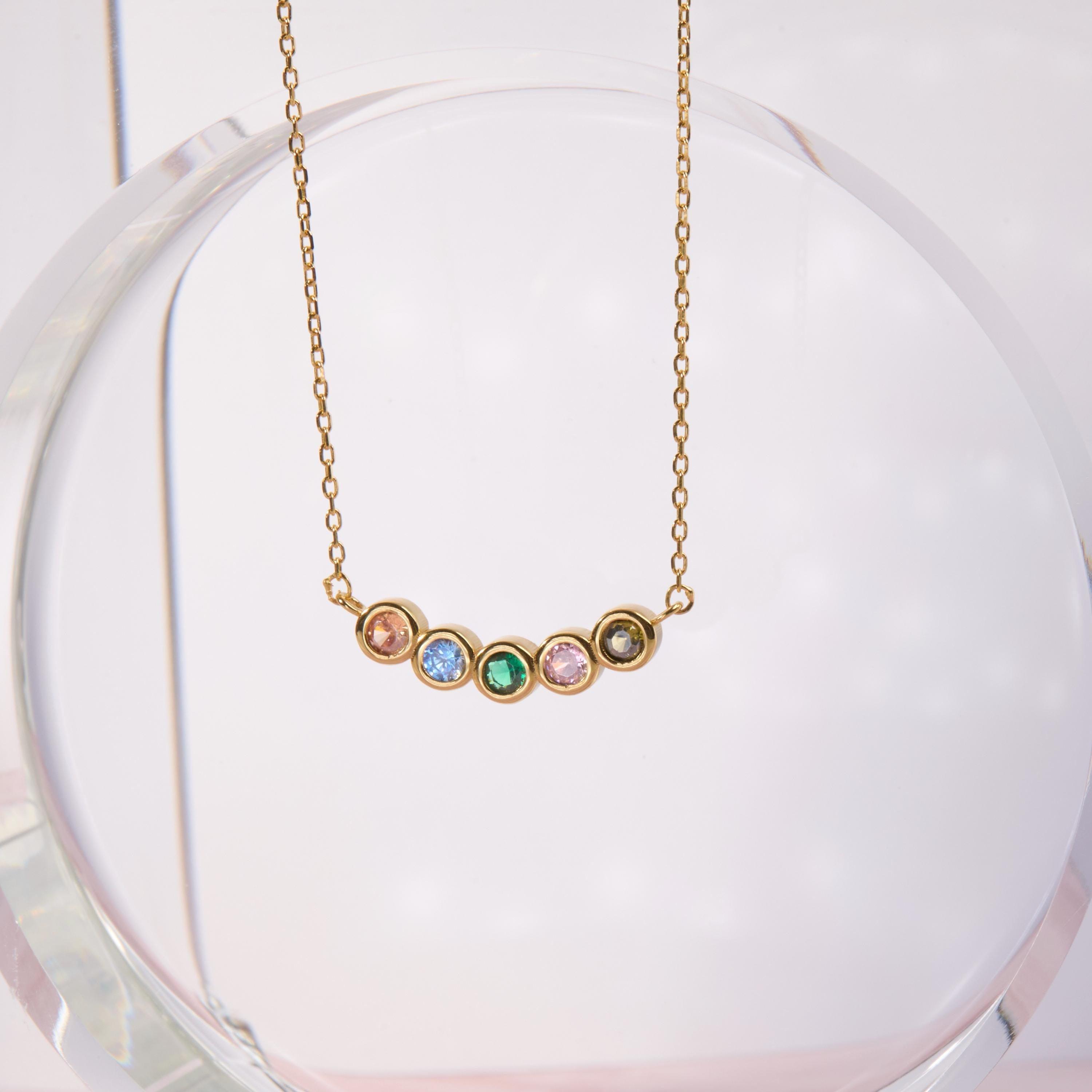 Family Birthstone Necklace - 18K Gold Vermeil - Glamour Jewelry House