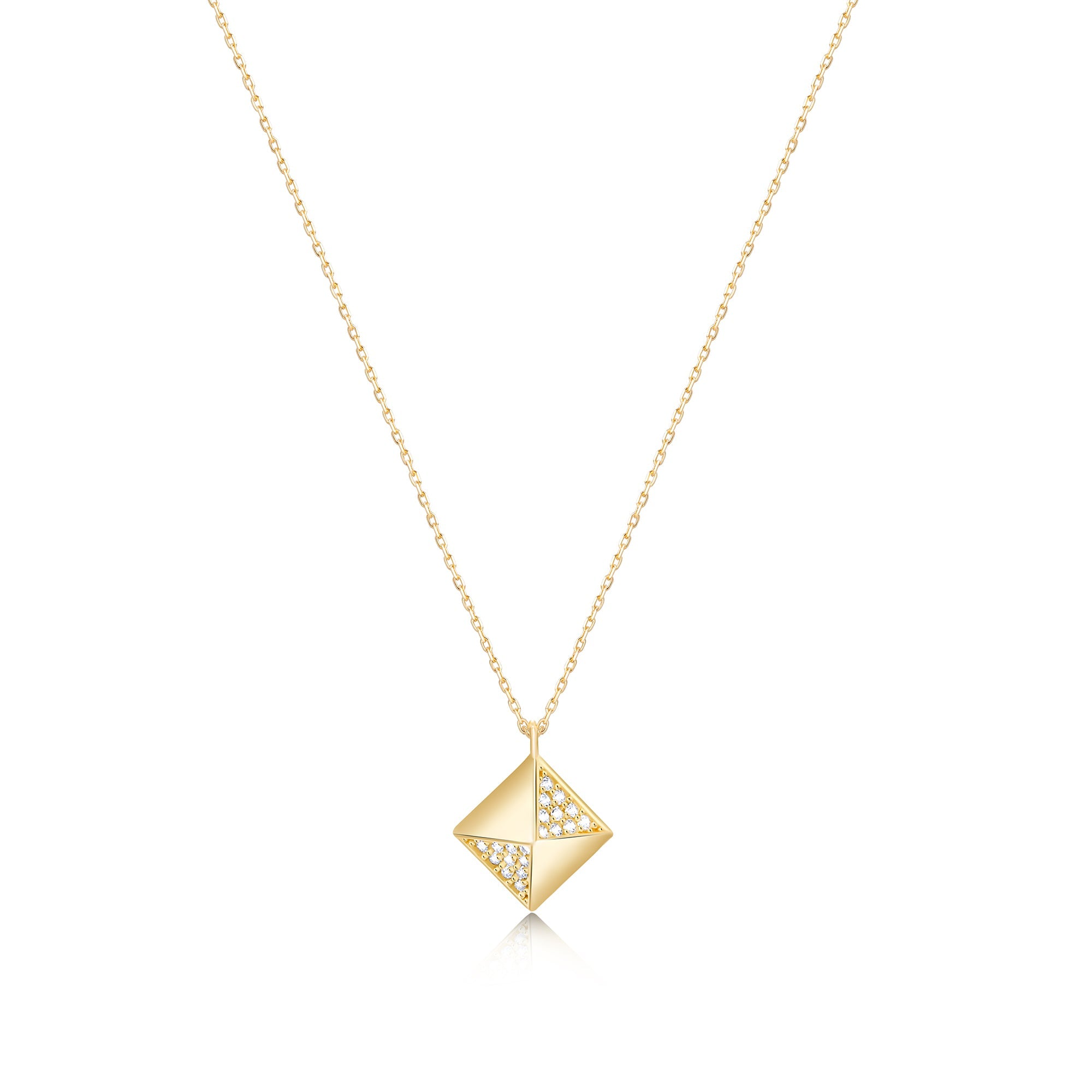 Rectangular Pyramid Necklace - 18K Gold Vermeil