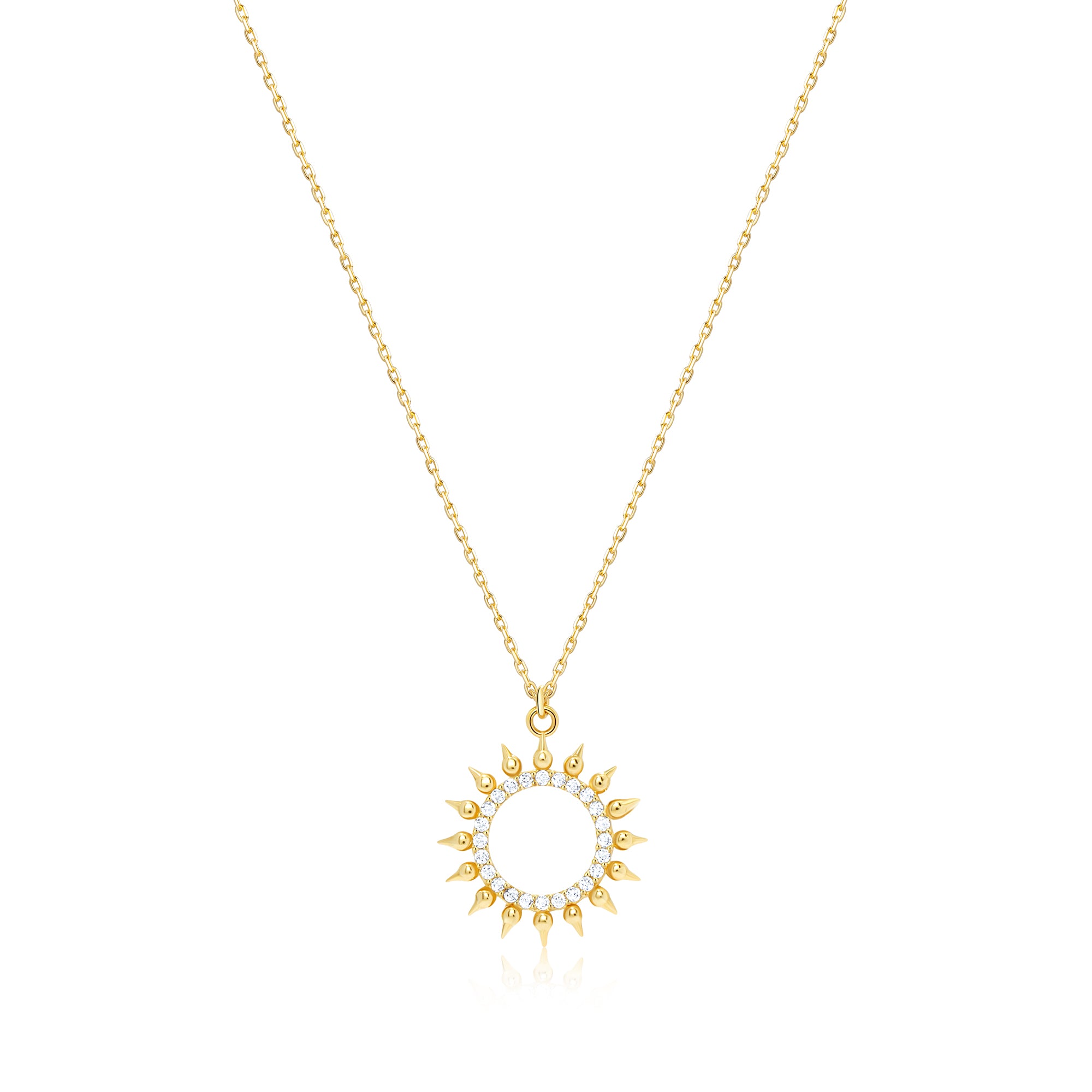 Pave Sun Necklace - 18K Gold Vermeil