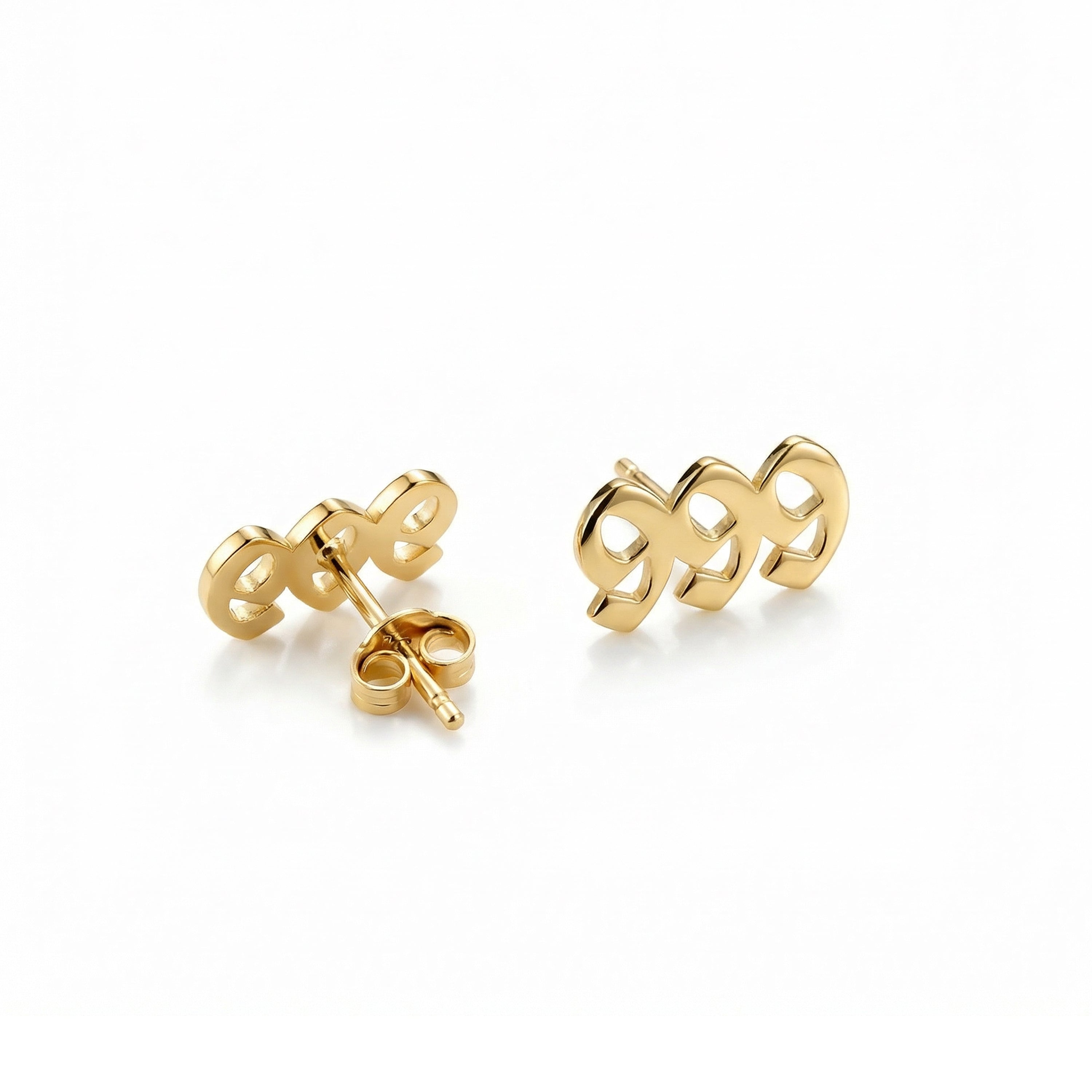 Angel Number Earrings in 18K Gold Vermeil. No green marks, perfect for daily wear.