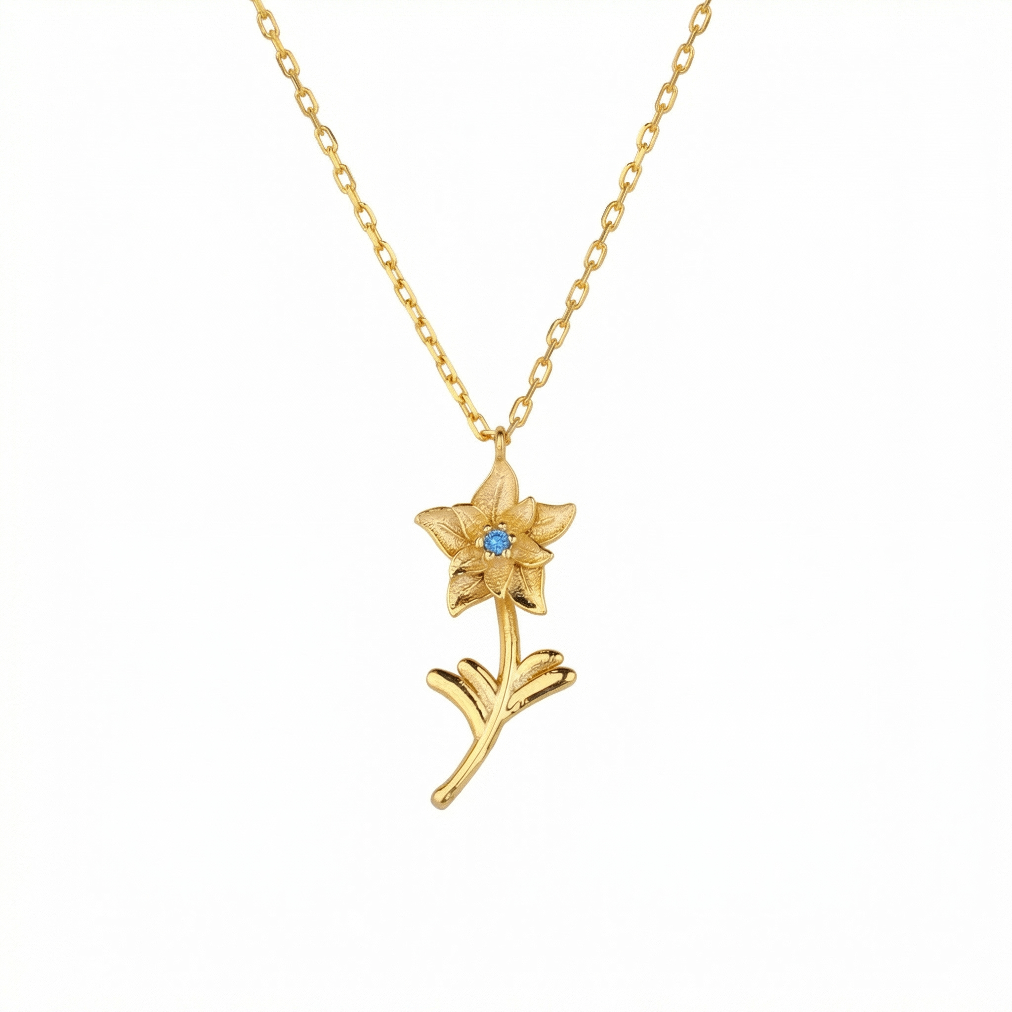 Birth Flower Necklace in 18K Gold Vermeil. Tarnish-resistant, perfect for daily wear.
