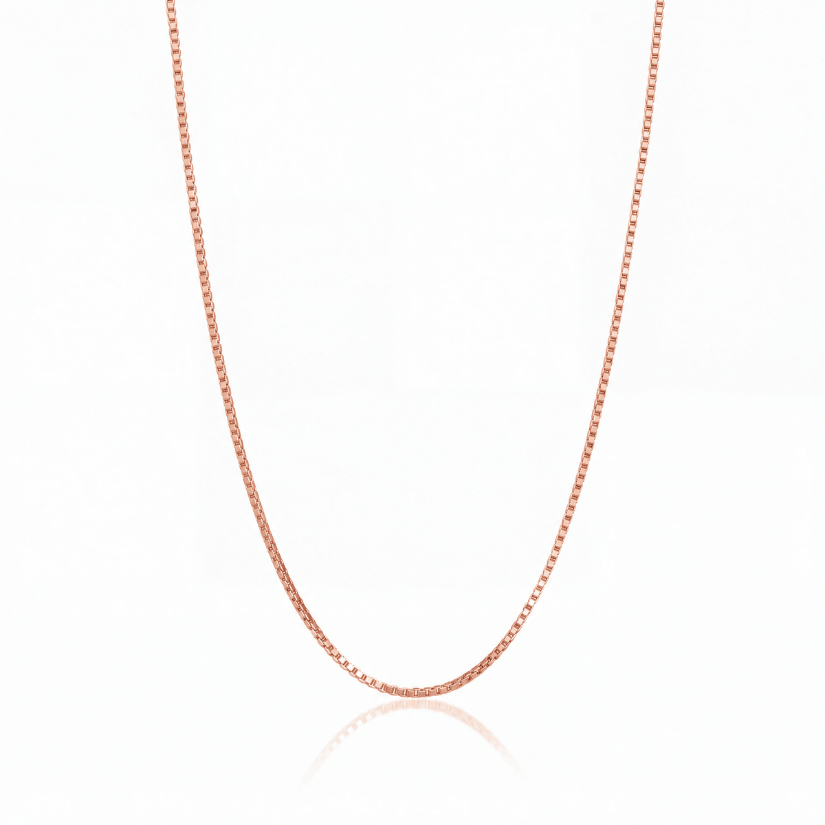 Box Chain Necklace in rose gold — 1.3 mm square-link chain.