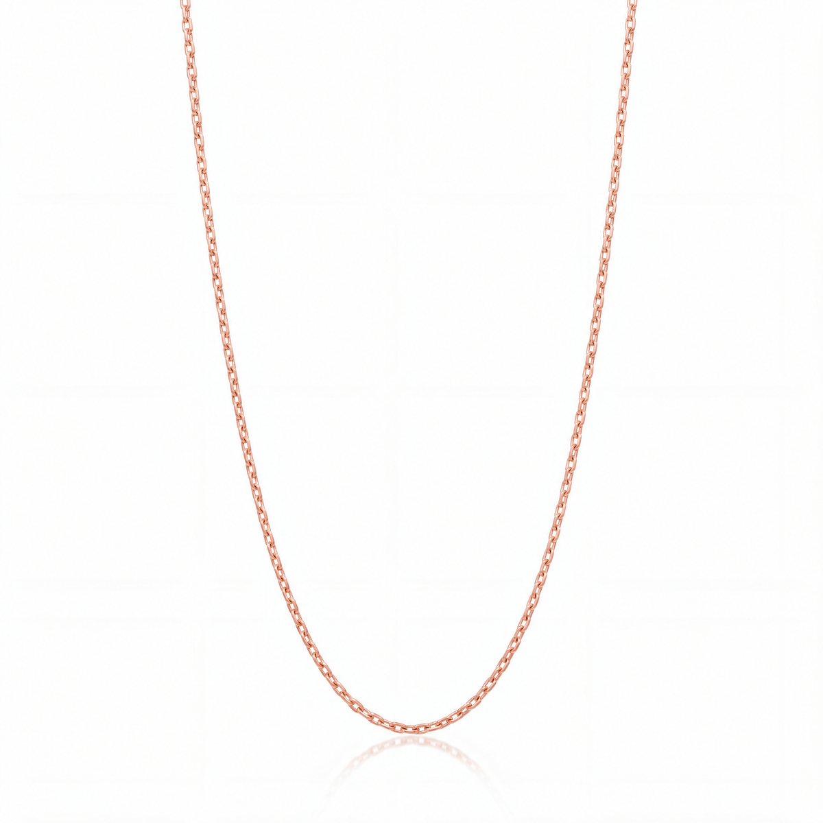 Diamond Cut Cable Chain Necklace in rose gold — 2 mm faceted cable chain.