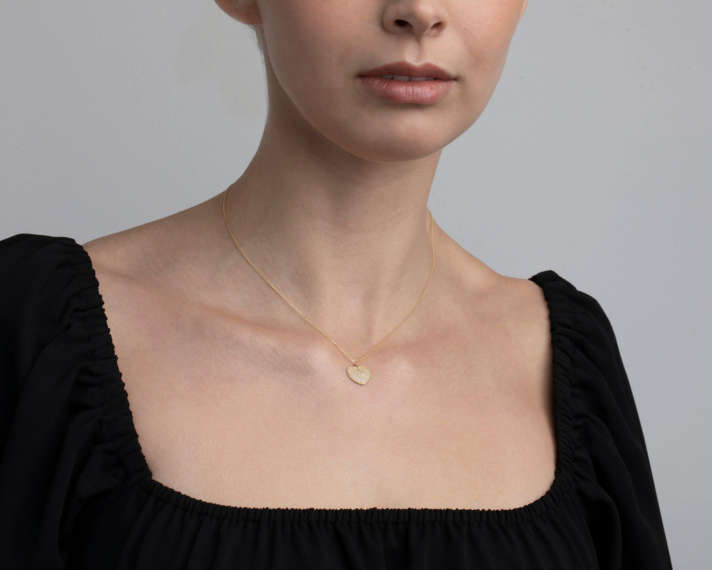 Pave Heart Necklace - 18K Gold Vermeil - Glamour Jewelry House