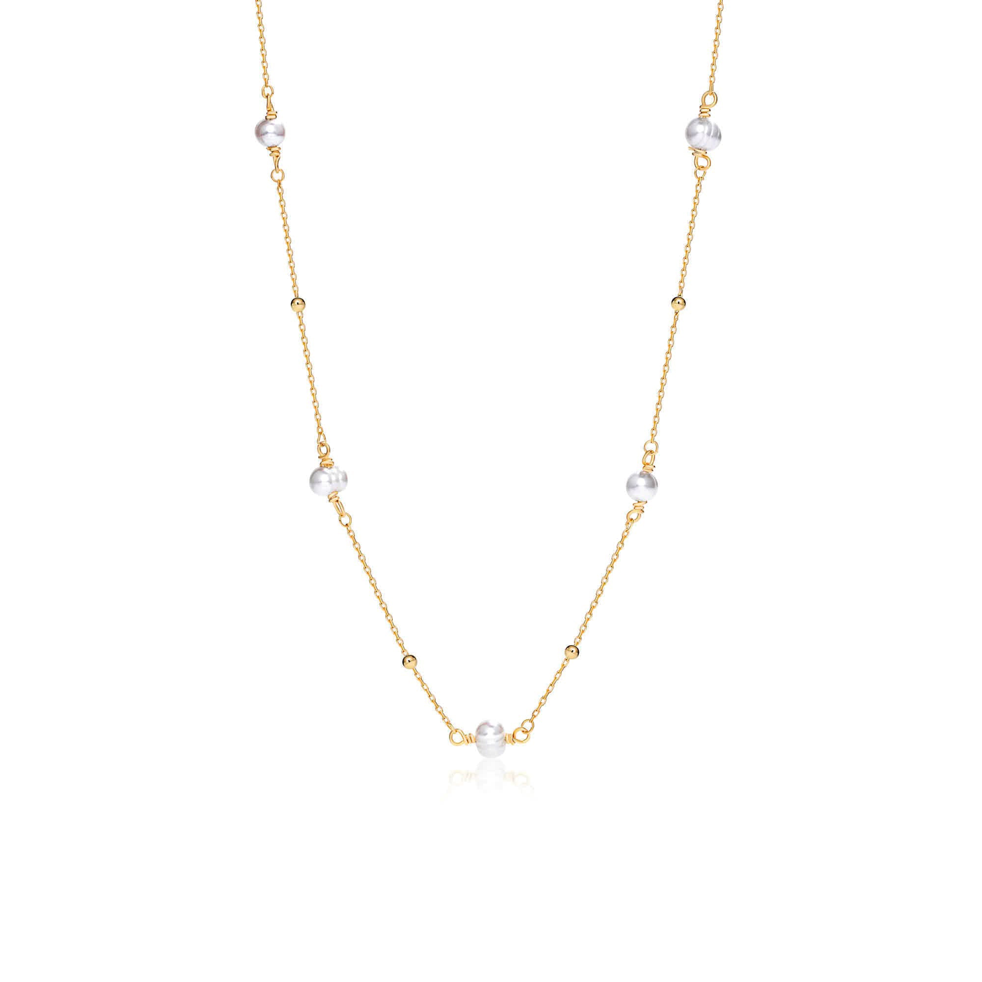 Freshwater Pearl Satellite Necklace in 18K Gold Vermeil with Freshwater Pearl. Tarnish-resistant, perfect for daily wear.