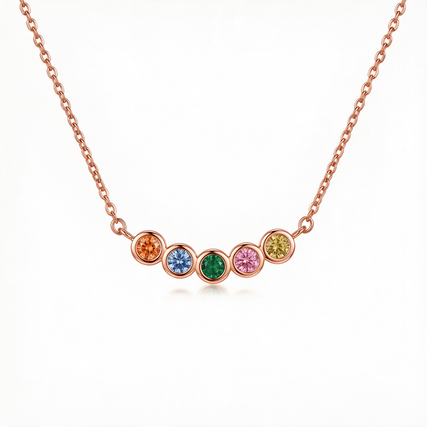 Family Birthstone Necklace shown in Rose Gold