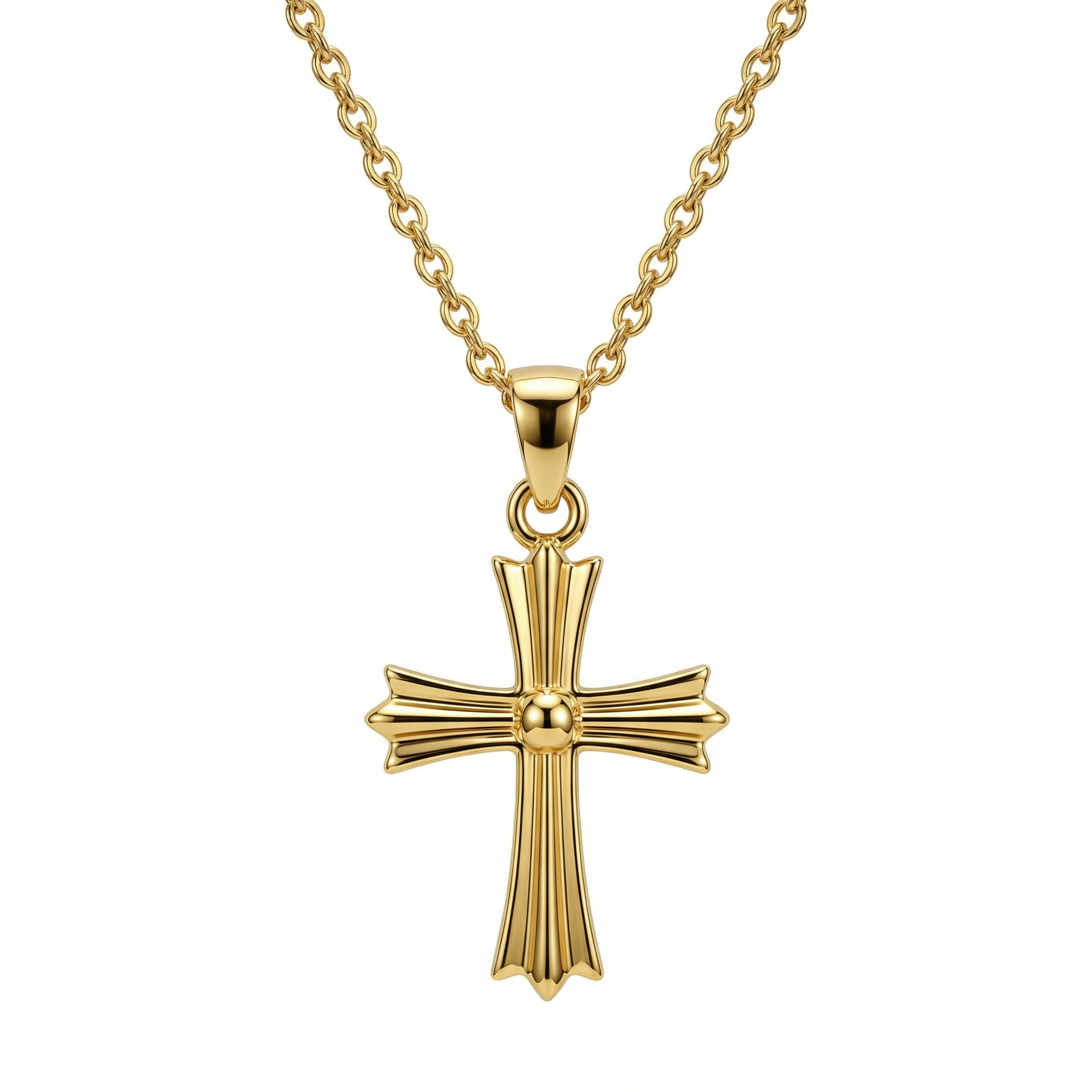 Gold Cross Necklace in 18K Gold Vermeil. Tarnish-resistant, perfect for daily wear.