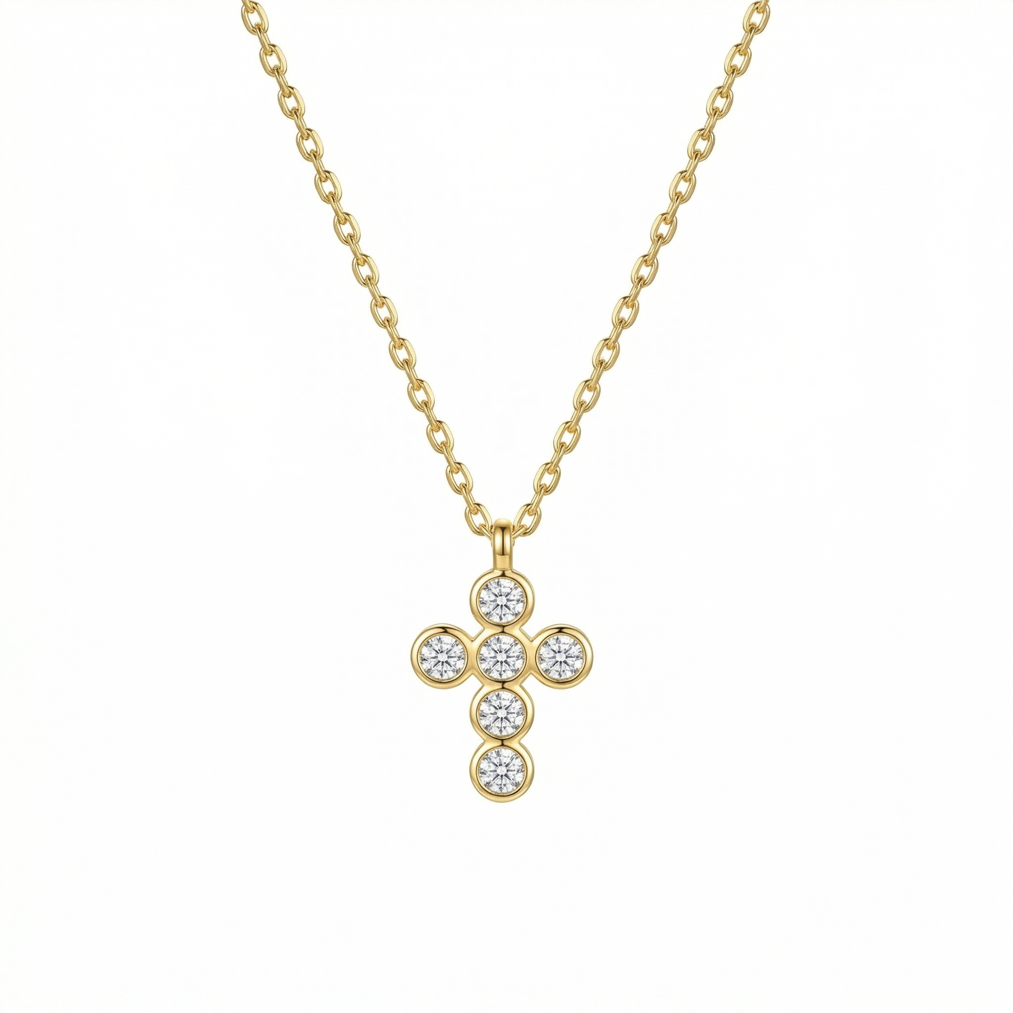 Gold Cross Pendant Necklace in 18K Gold Vermeil. Tarnish-resistant, perfect for daily wear.