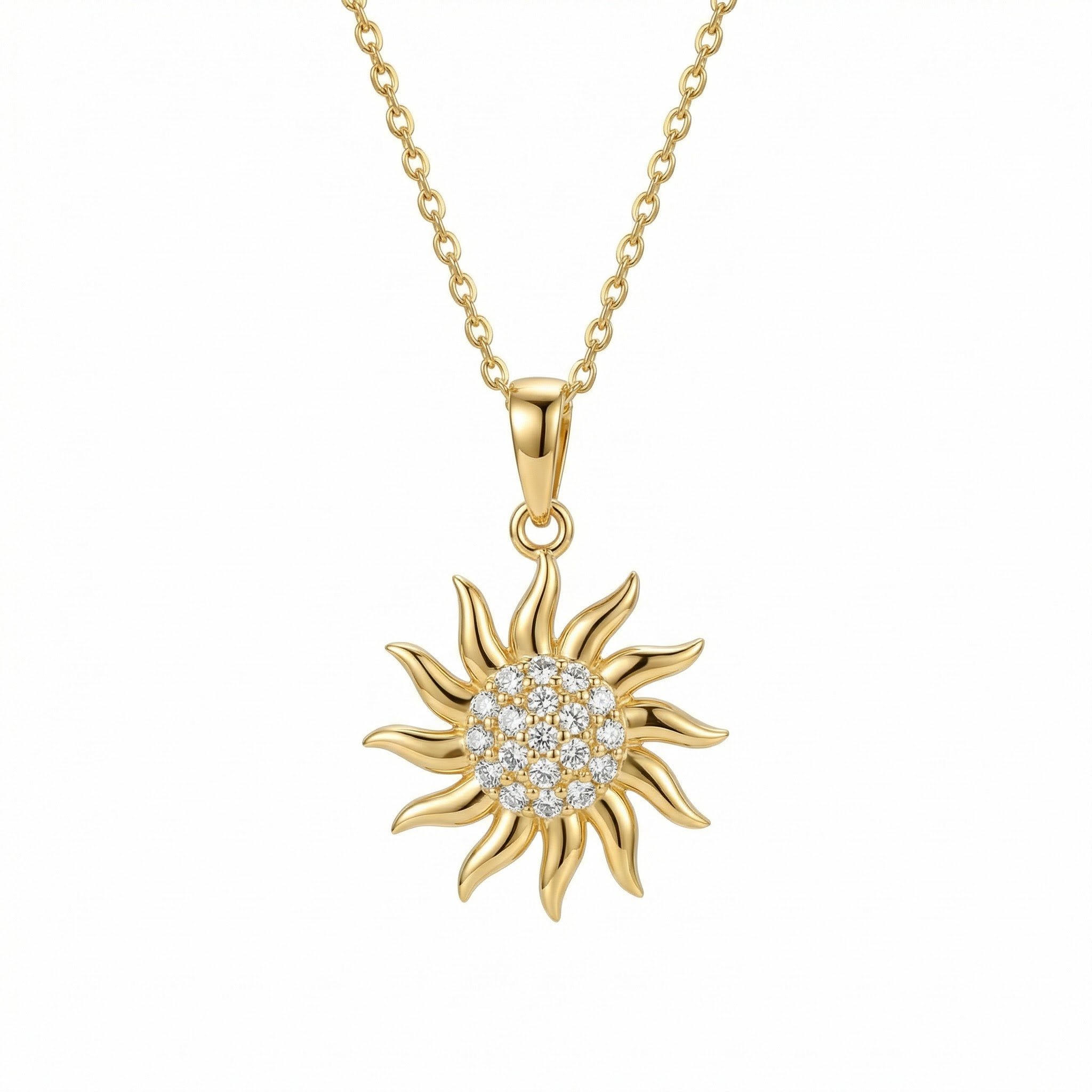 Gold Sun Necklace in 18K Gold Vermeil. Tarnish-resistant, perfect for daily wear.