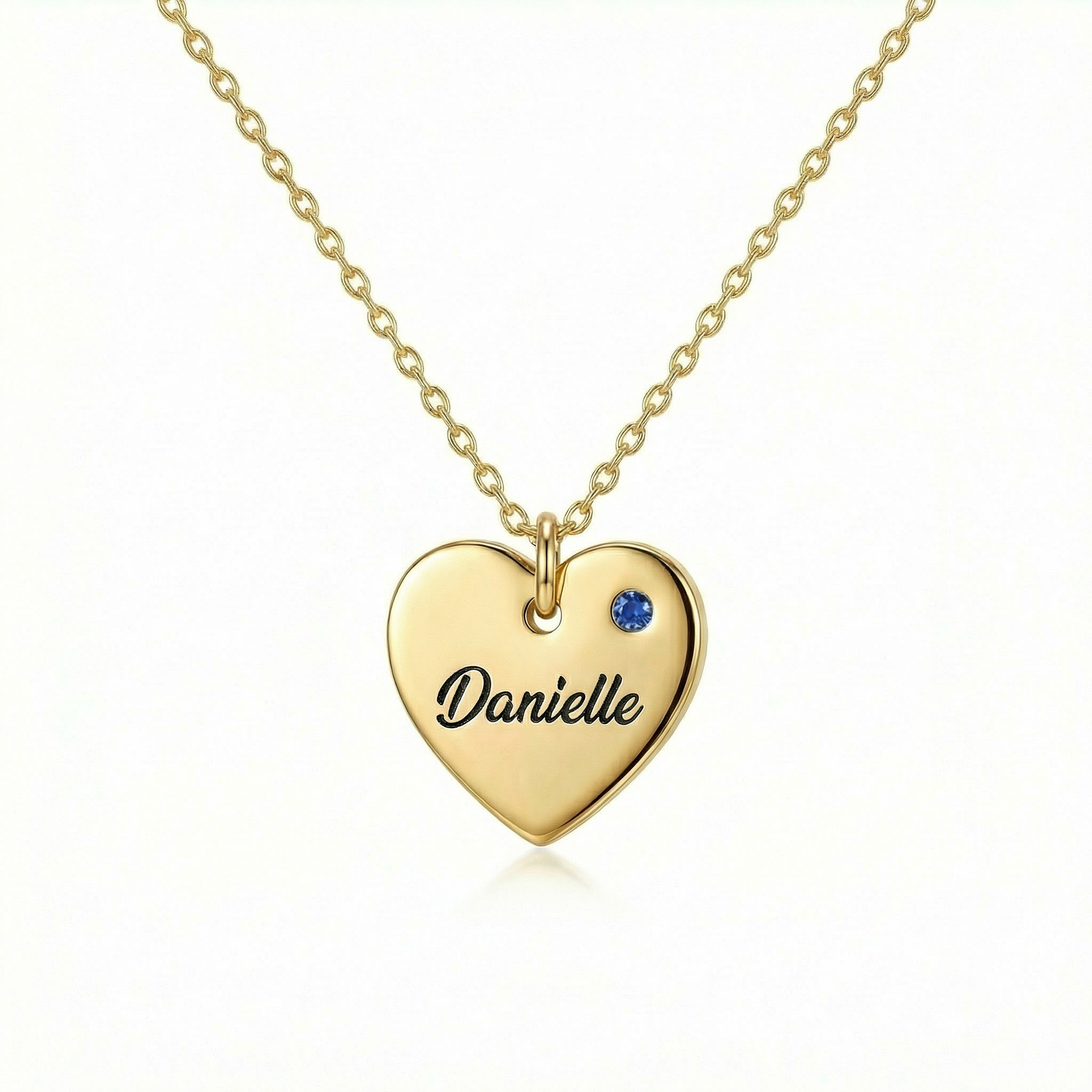 Heart and Birthstone Name Necklace in 18K Gold Vermeil with Birthstone. Tarnish-resistant, perfect for daily wear.