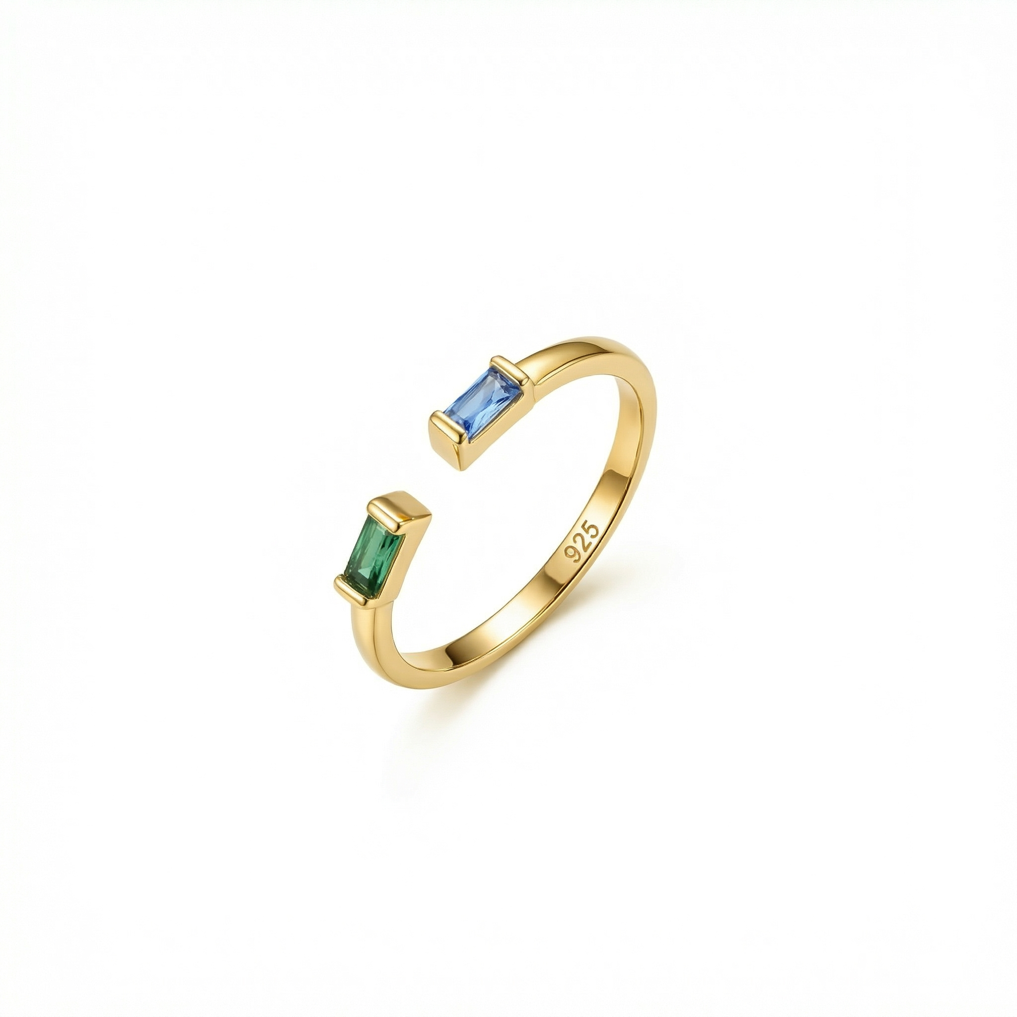 Double Baguette Birthstone Personalized Ring - 18K Gold Vermeil