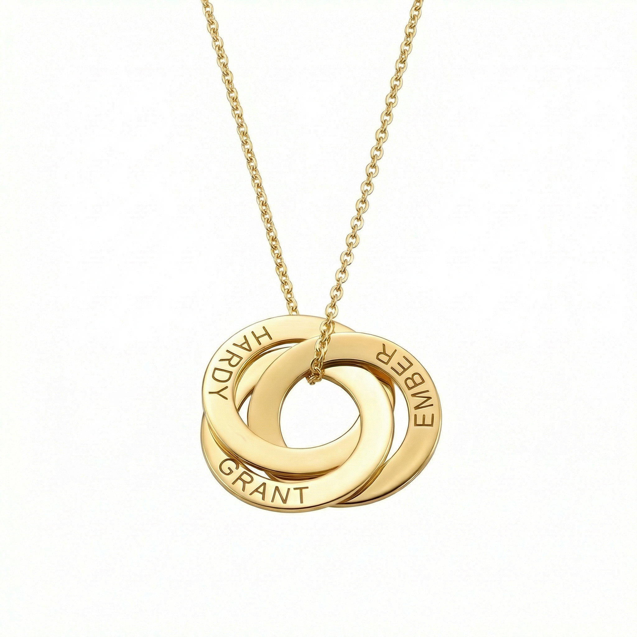 Multi Name Necklace with Silver Round Name Pendants - 18K Gold Vermeil