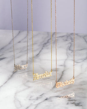 Old English Name Necklace - 18K Gold Vermeil - Glamour Jewelry House