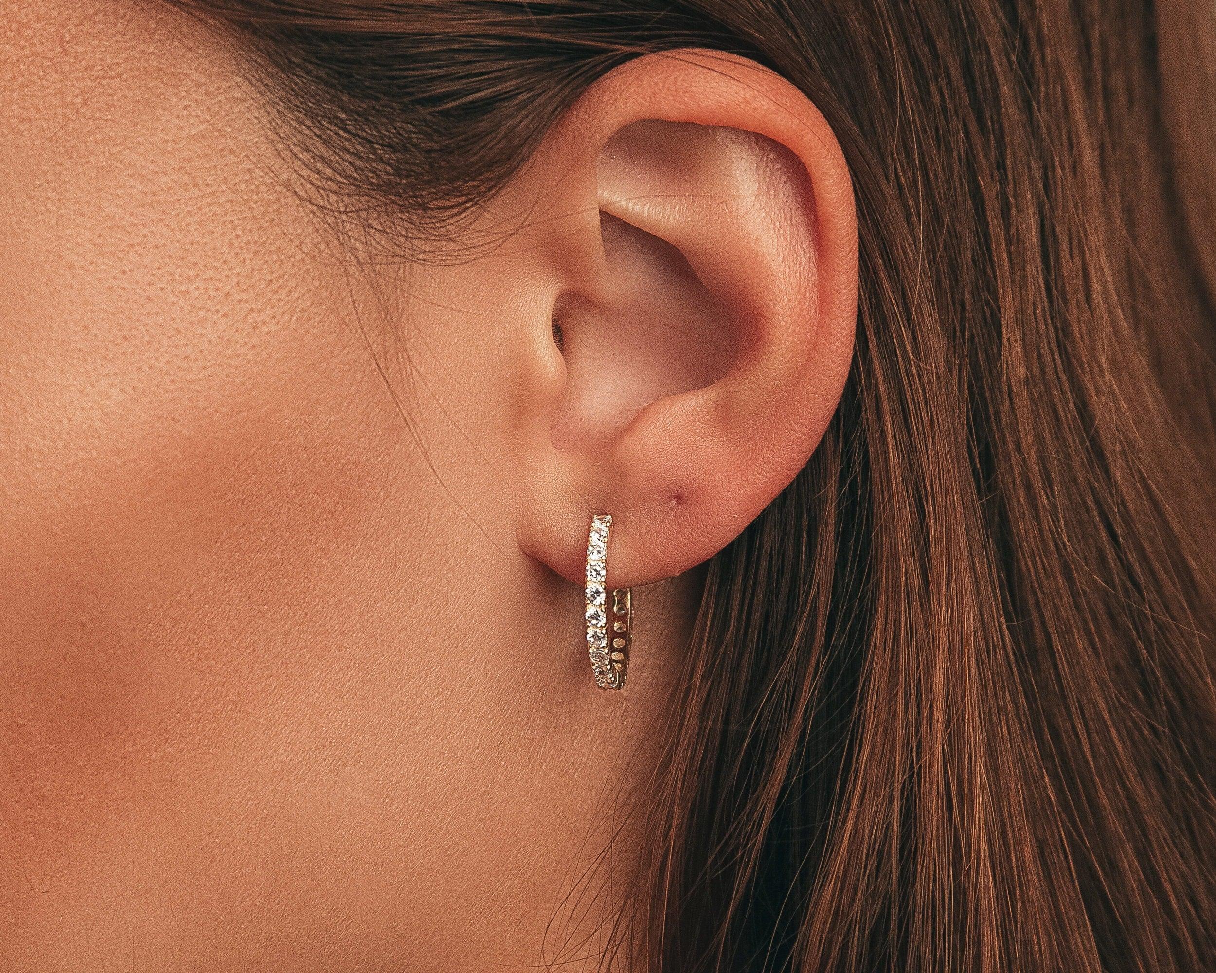 Pave Hoop Earring - 18K Gold Vermeil - Glamour Jewelry House
