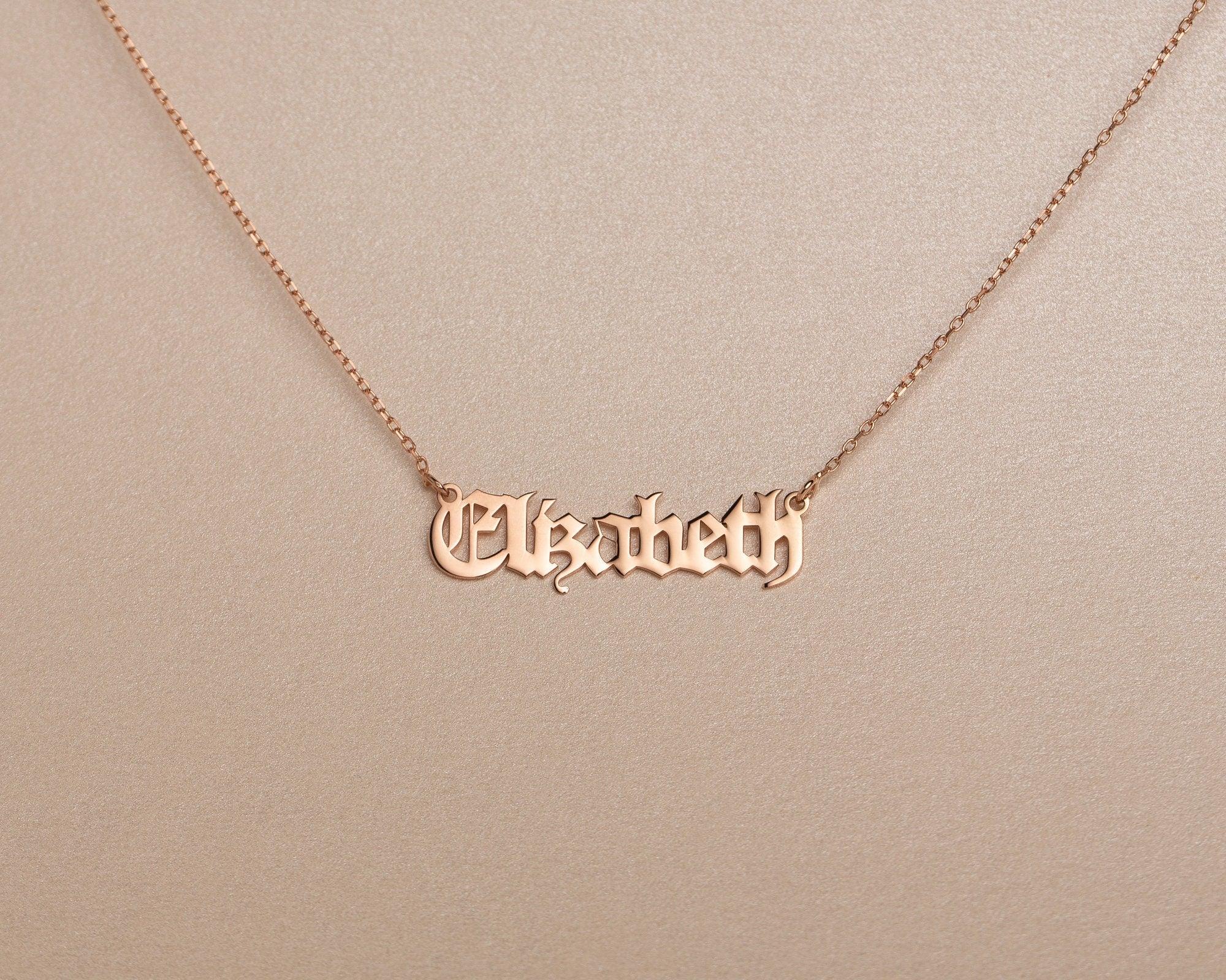 Old English Name Necklace - 18K Gold Vermeil - Glamour Jewelry House