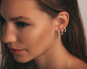 Pave Hoop Earring - 18K Gold Vermeil - Glamour Jewelry House
