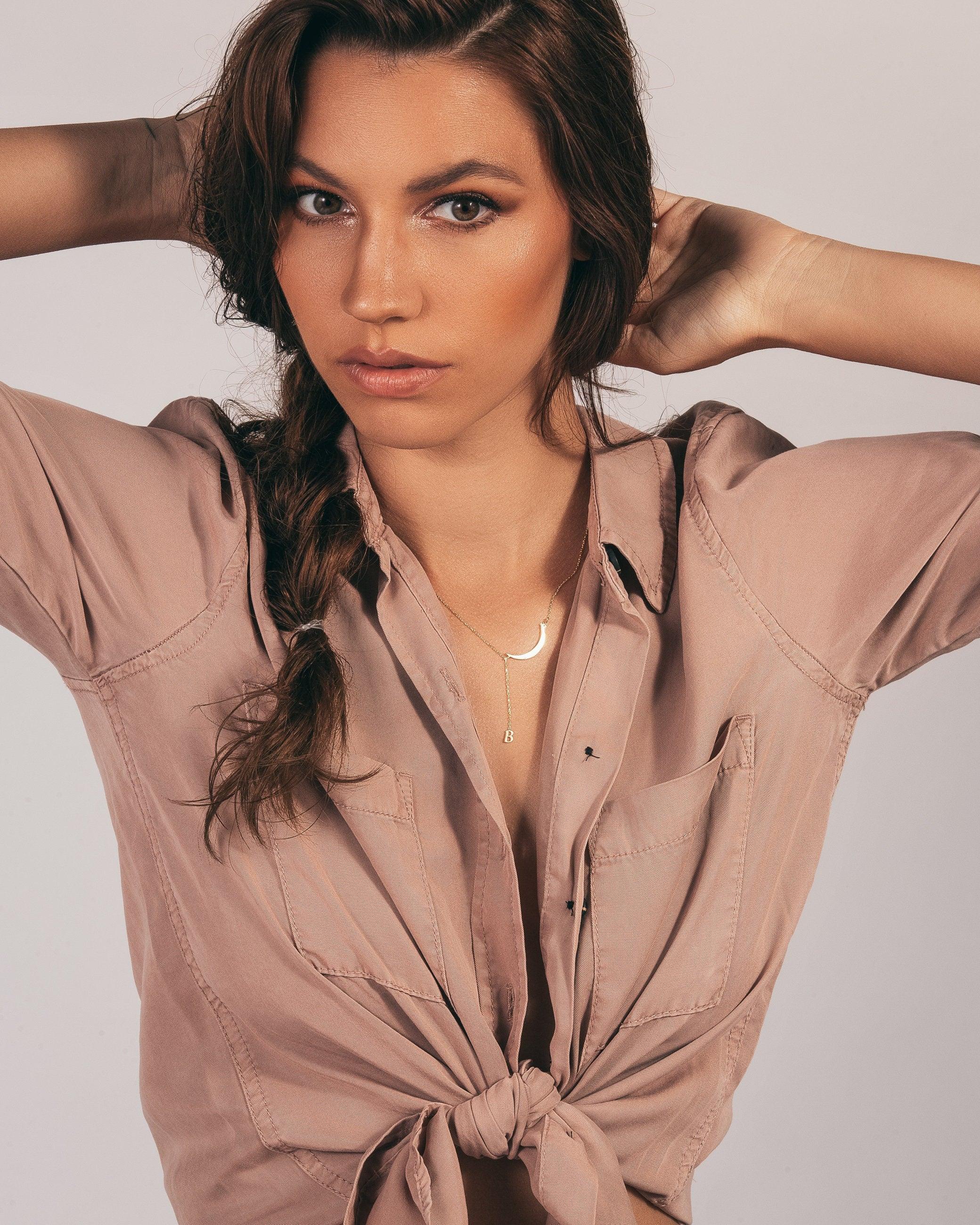 Initial Moon Necklace - 18K Gold Vermeil - Glamour Jewelry House