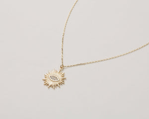 Sun Evil Eye Necklace - 18K Gold Vermeil - Glamour Jewelry House