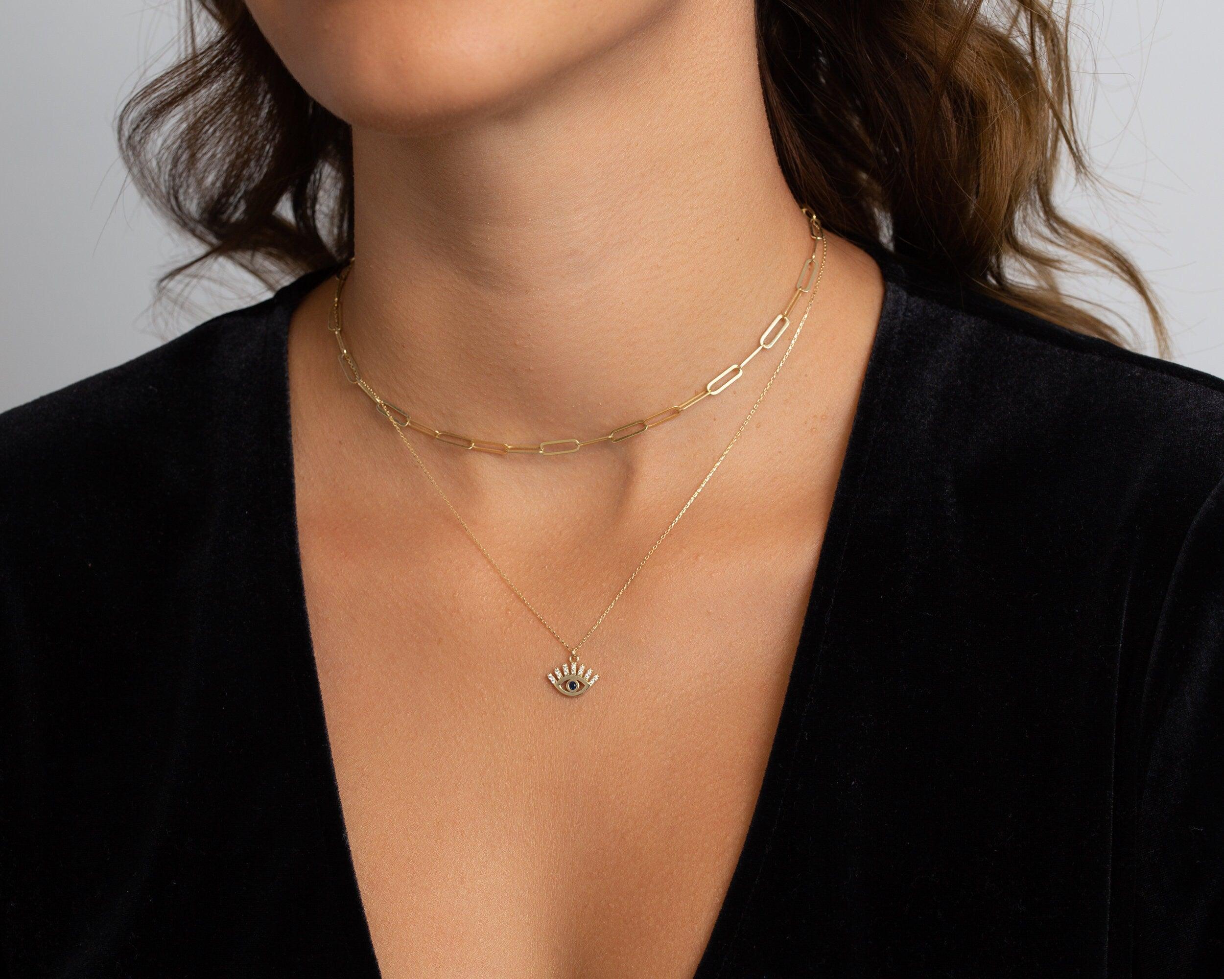 Evil Eye Necklace - 18K Gold Vermeil - Glamour Jewelry House