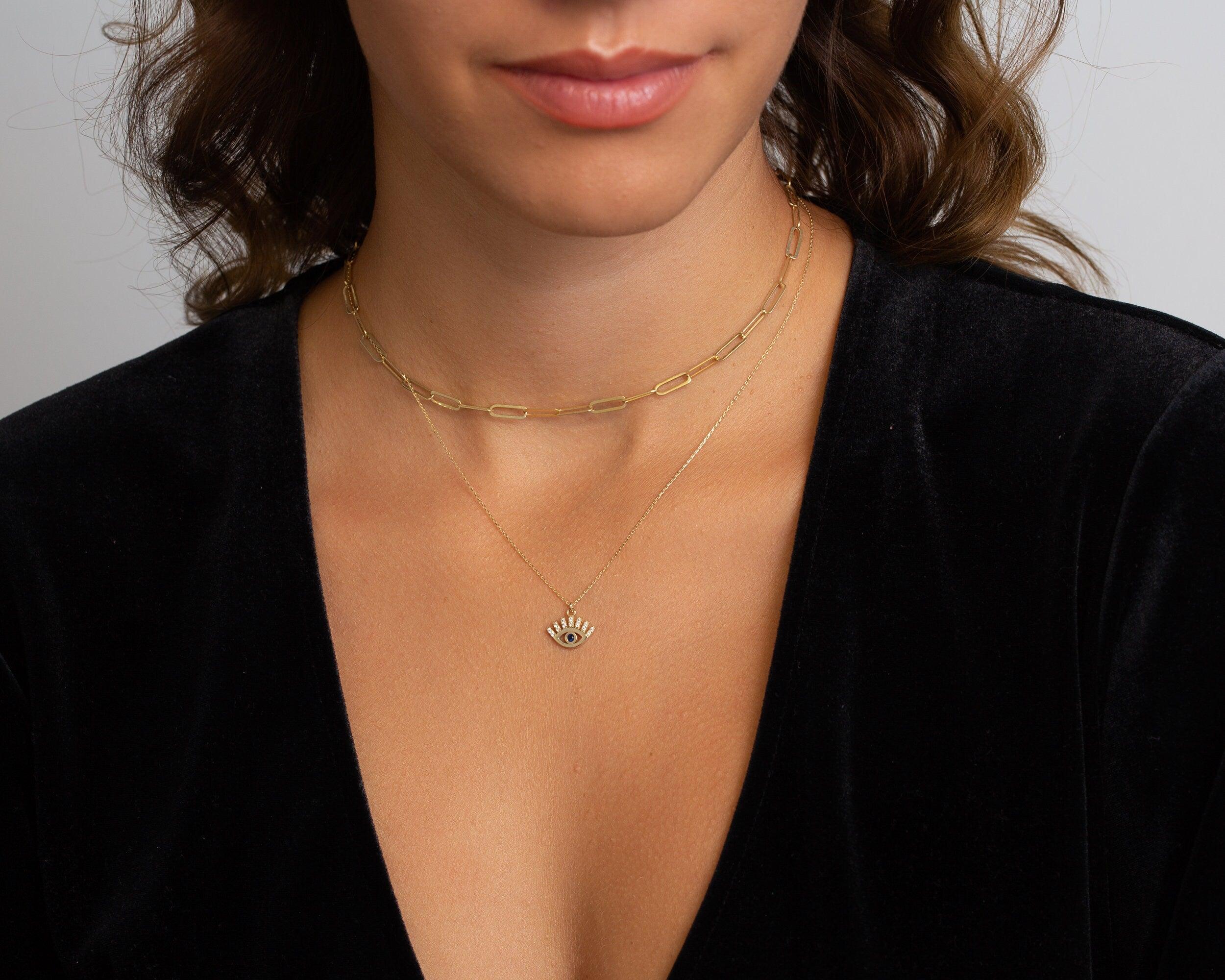 Evil Eye Necklace - 18K Gold Vermeil - Glamour Jewelry House