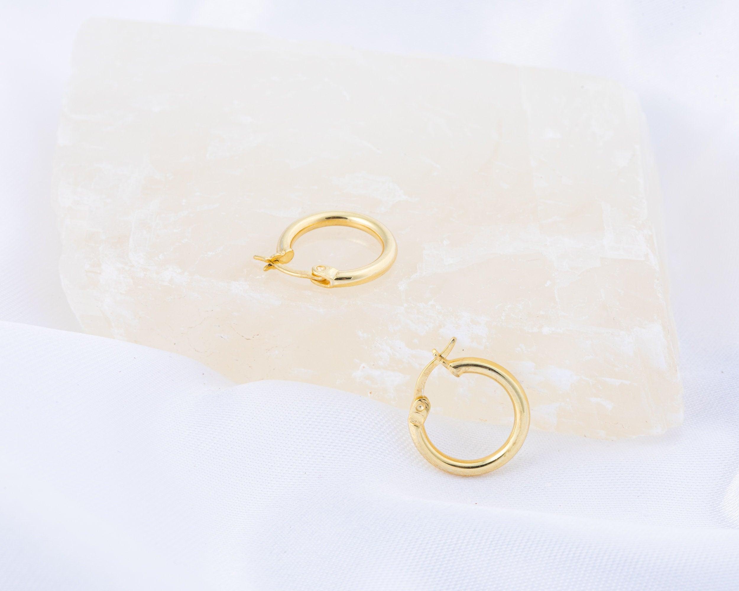 Silver Hoop Earrings - 18K Gold Vermeil - Glamour Jewelry House
