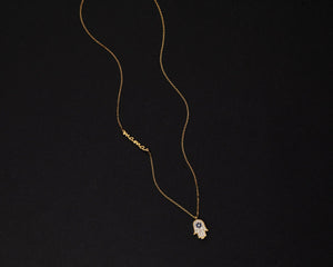 Personalized Hamsa Name Necklace - 18K Gold Vermeil - Glamour Jewelry House