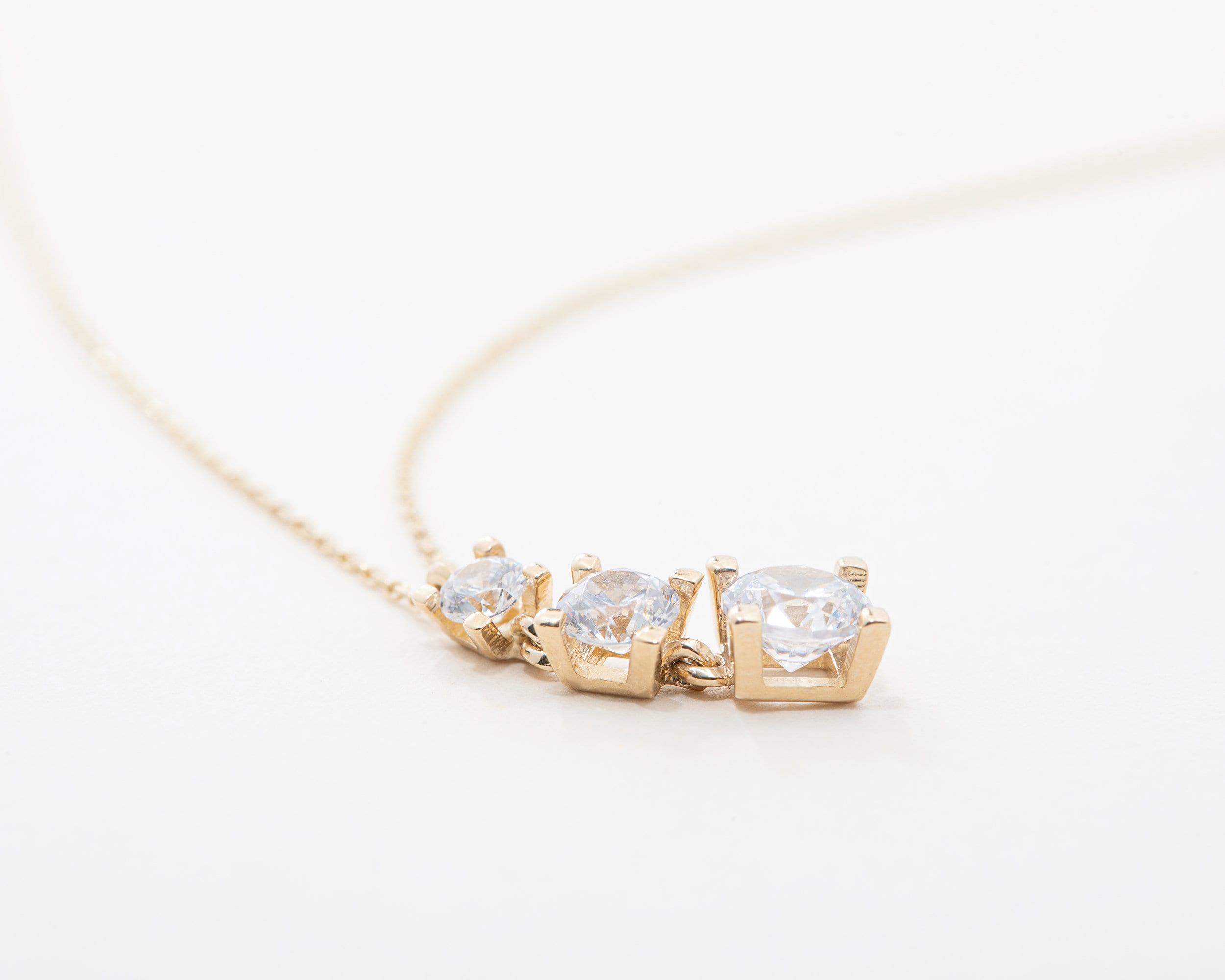 Solitaire Necklace CZ Diamond Necklace - 18K Gold Vermeil - Glamour Jewelry House