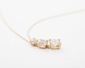 Triple Solitaire Necklace - 18K Gold Vermeil - Glamour Jewelry House