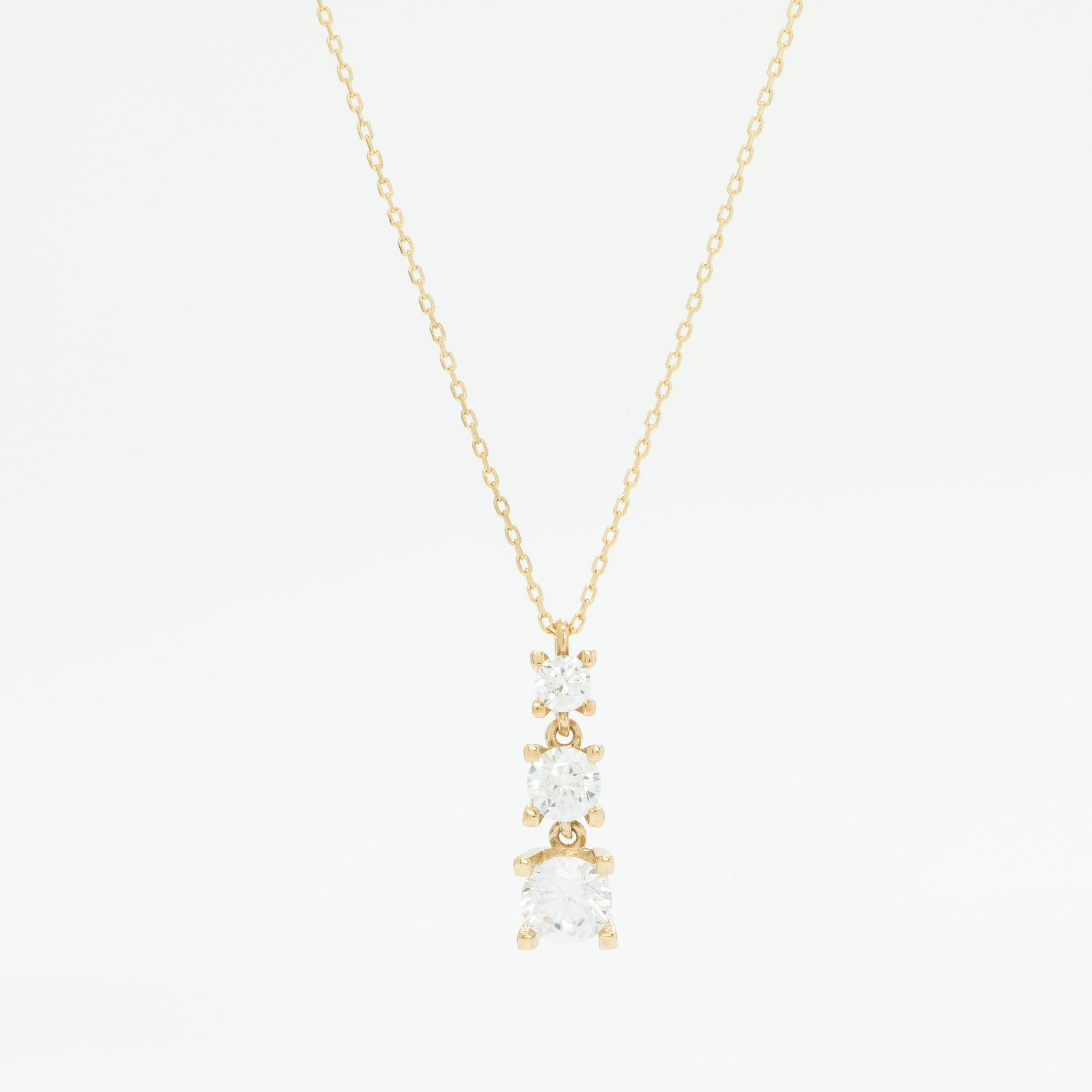 Triple Solitaire Necklace - 18K Gold Vermeil - Glamour Jewelry House