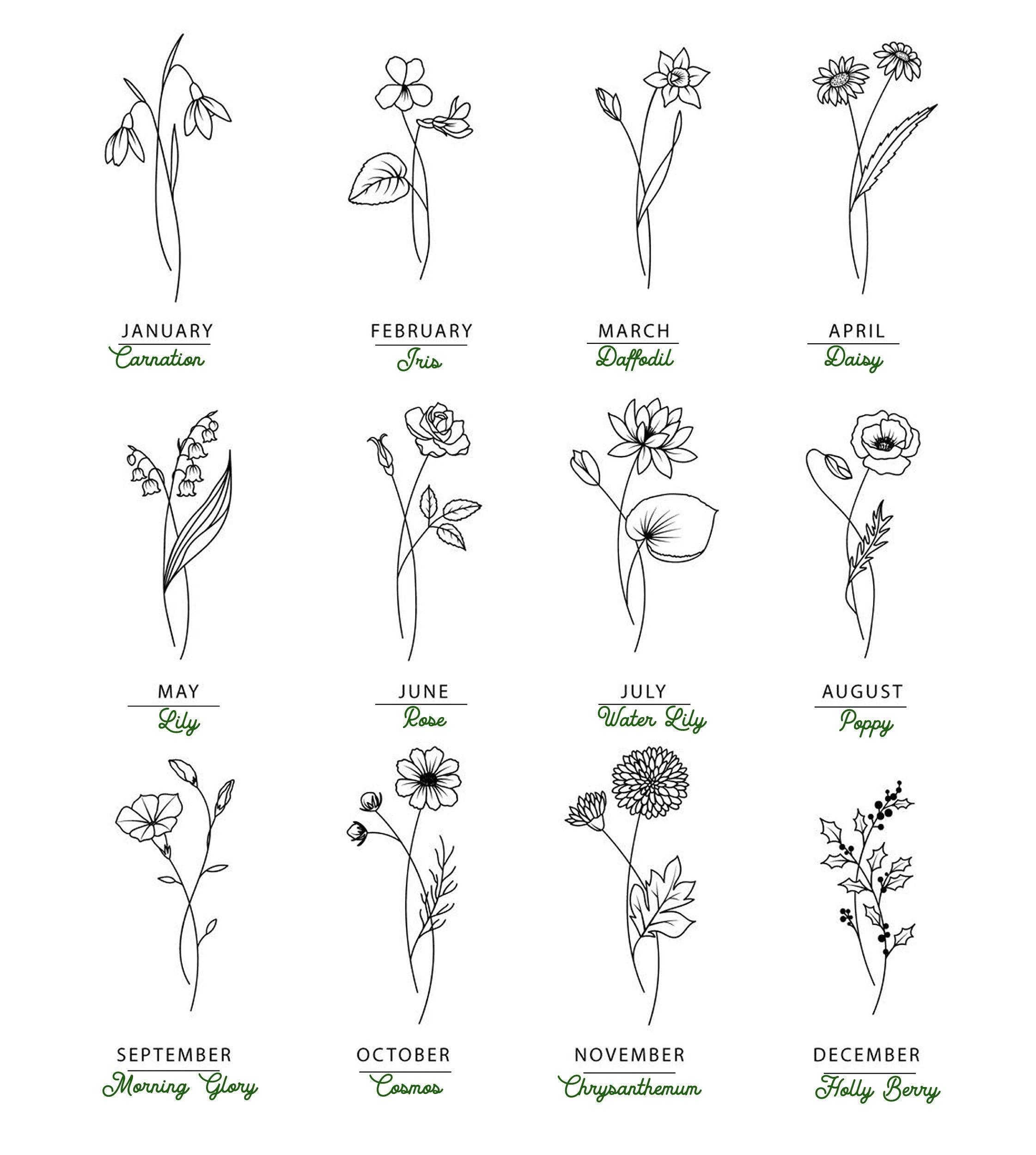 Birth Flower Name Necklace - 18K Gold Vermeil - Glamour Jewelry House