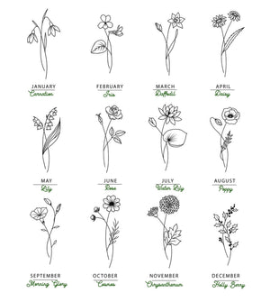 Birth Flower Name Necklace - 18K Gold Vermeil - Glamour Jewelry House