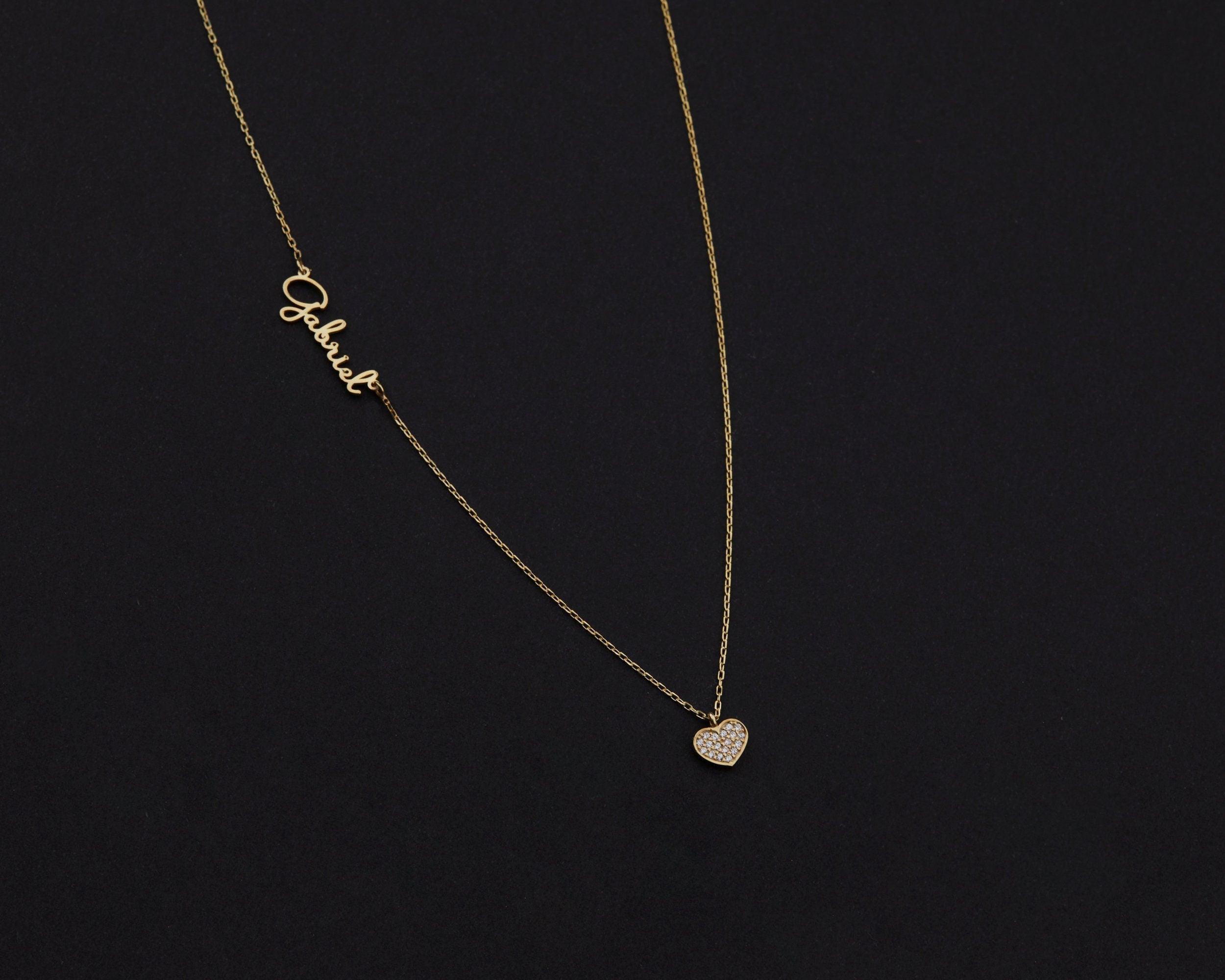 Name Necklace with Heart - 18K Gold Vermeil - Glamour Jewelry House