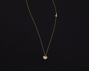 Pave Heart and Initial Necklace - 18K Gold Vermeil - Glamour Jewelry House