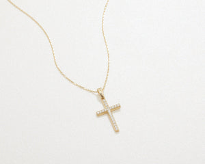Cross Necklace with CZ Diamonds - 18K Gold Vermeil - Glamour Jewelry House