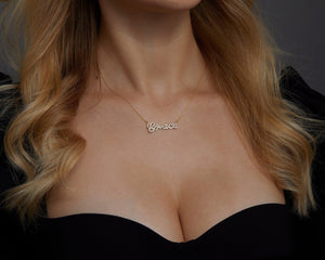 Pave Name Necklace - 18K Gold Vermeil - Glamour Jewelry House