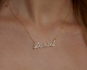 Pave Name Necklace - 18K Gold Vermeil - Glamour Jewelry House