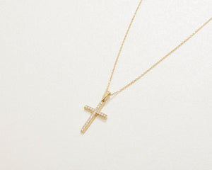 Cross Necklace with CZ Diamonds - 18K Gold Vermeil - Glamour Jewelry House