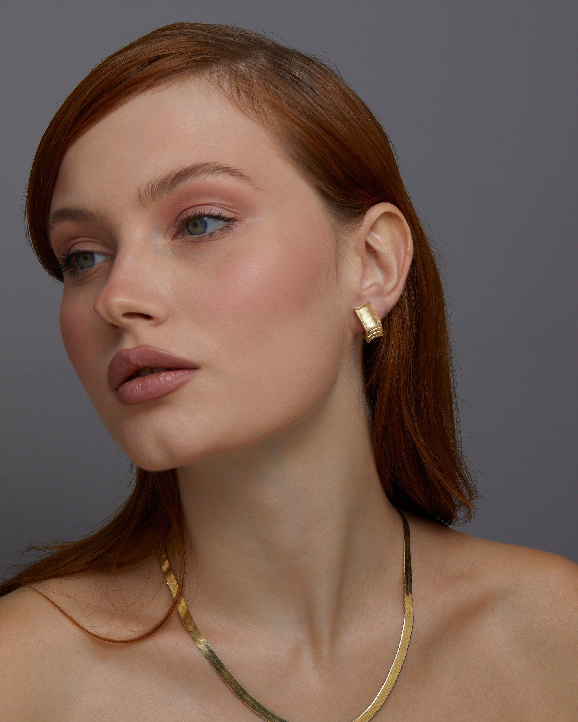 Square Hoop Huggie Earrings - 18K Gold Vermeil - Glamour Jewelry House