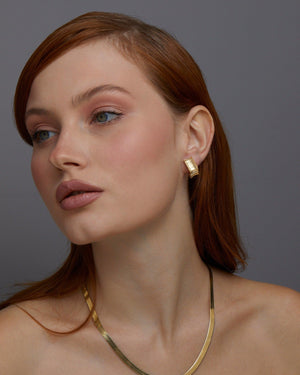 Square Hoop Huggie Earrings - 18K Gold Vermeil - Glamour Jewelry House