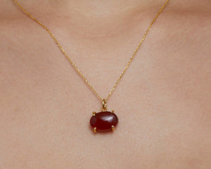 Personalized Carnelian Necklace with Name or Initial - 18K Gold Vermeil - Glamour Jewelry House