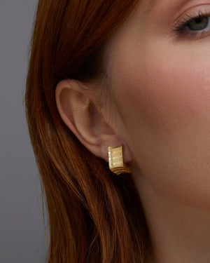 Square Hoop Huggie Earrings - 18K Gold Vermeil - Glamour Jewelry House