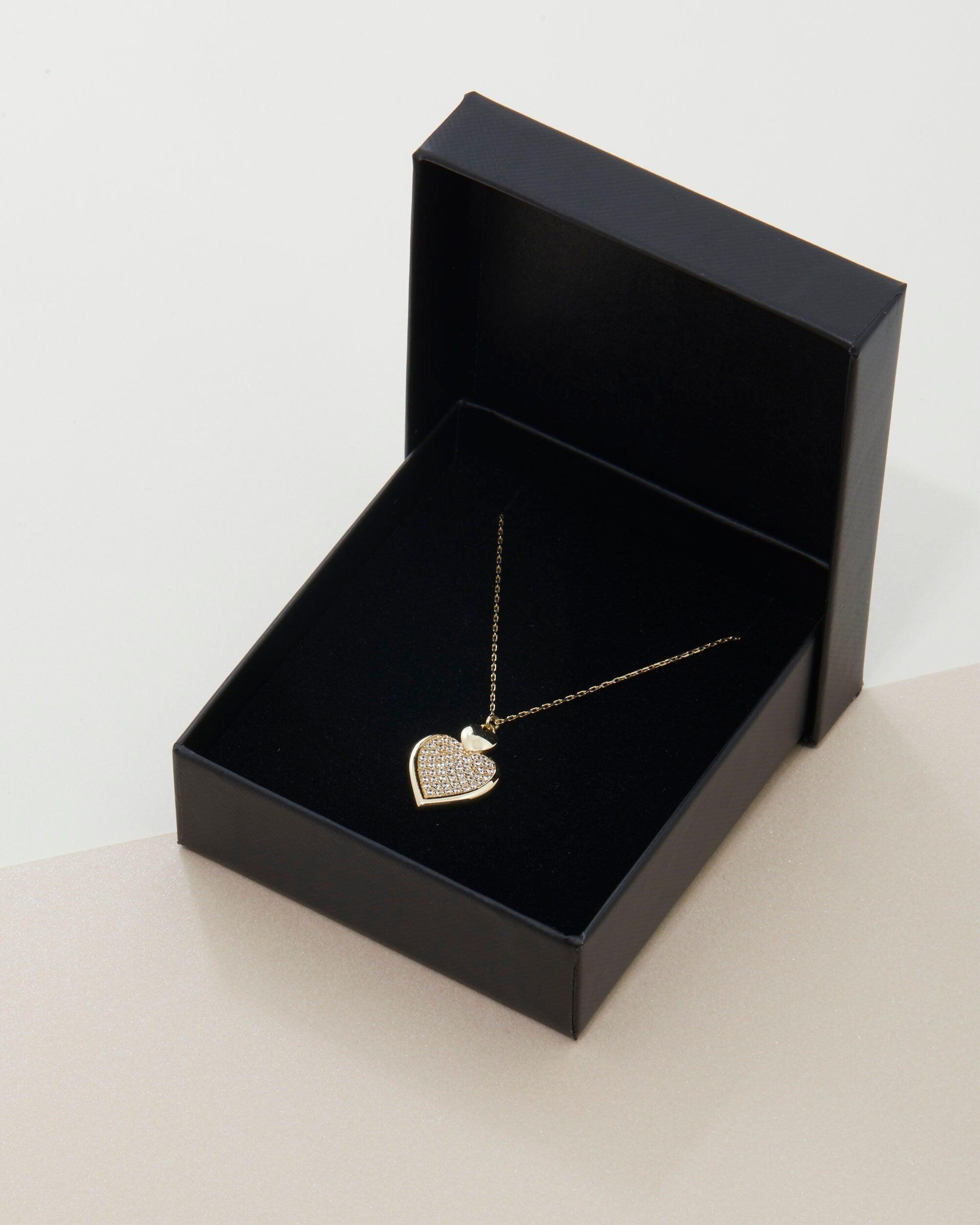 Heart Necklace with Cz Diamonds - 18K Gold Vermeil - Glamour Jewelry House