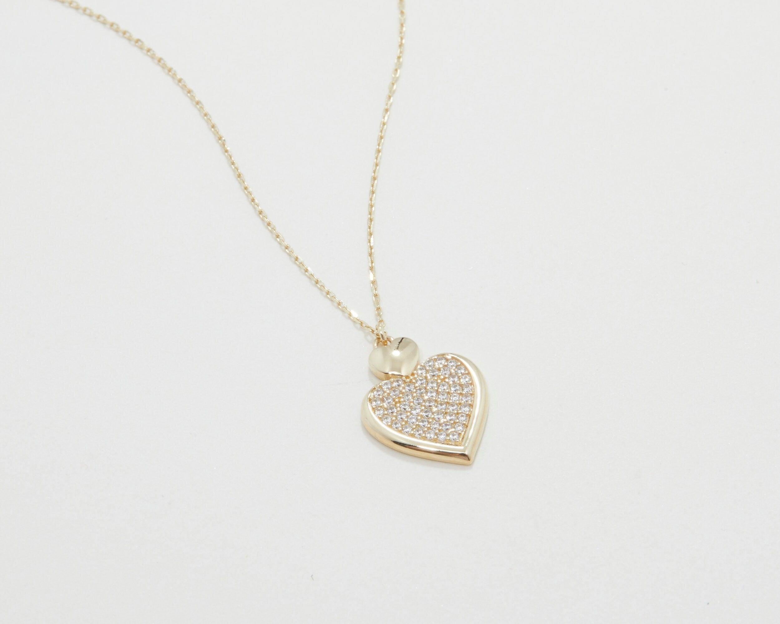 Heart Necklace with Cz Diamonds - 18K Gold Vermeil - Glamour Jewelry House